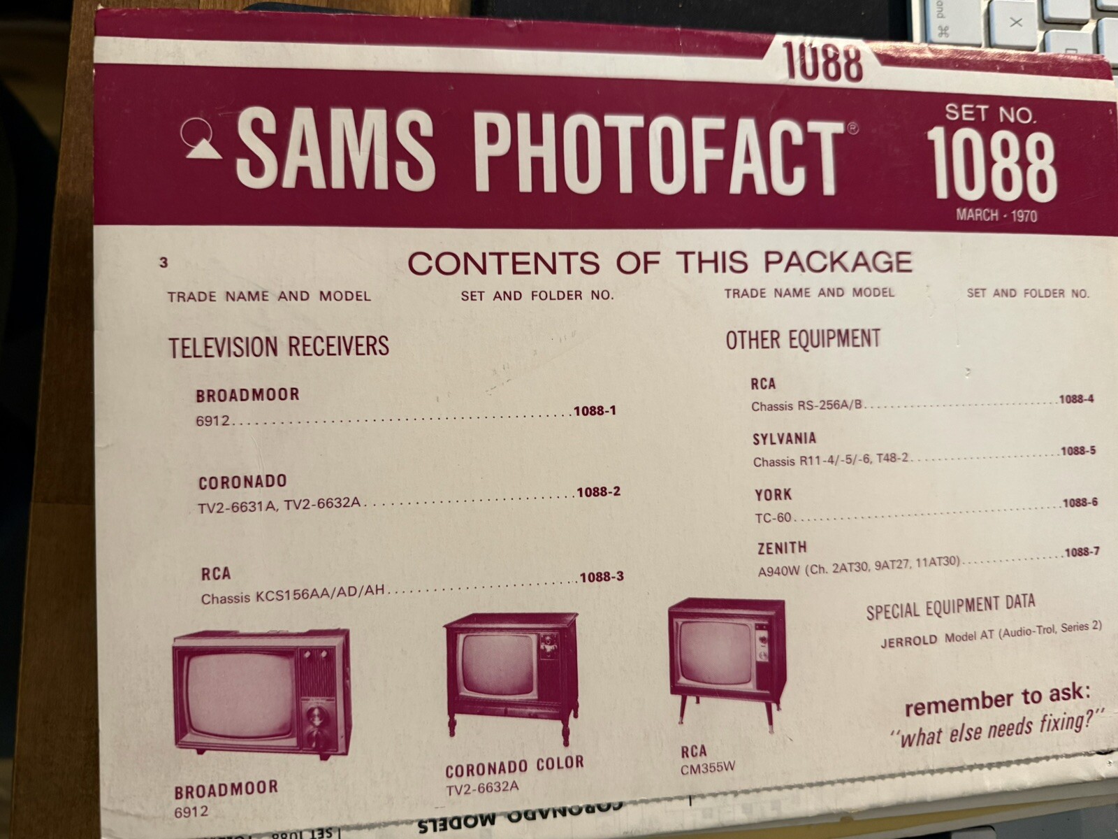 Vintage Sam’s Photofact Complete Set 1088 March 1970 RCA, Sylvania, Zenith