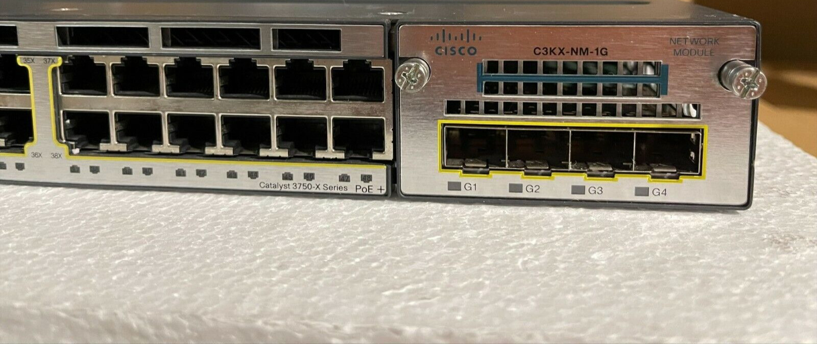 Cisco WS-C3750X-48PF-S 48-Port Gigabit IP Base Switch w/ DUAL POWER & C3KX-NM-1G
