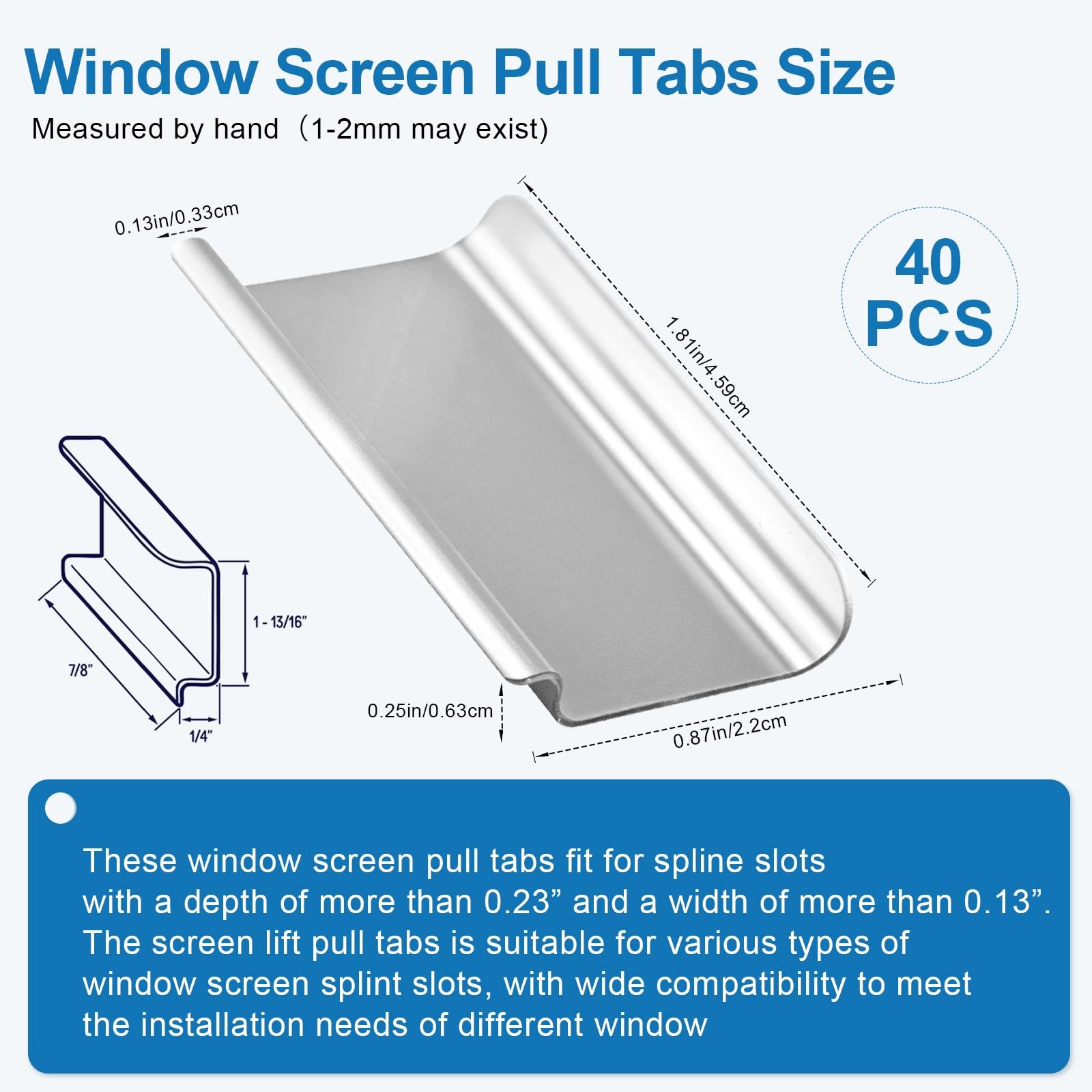 40 Pack Window Screen Pull Tabs, Lift Tabs Replacement...
