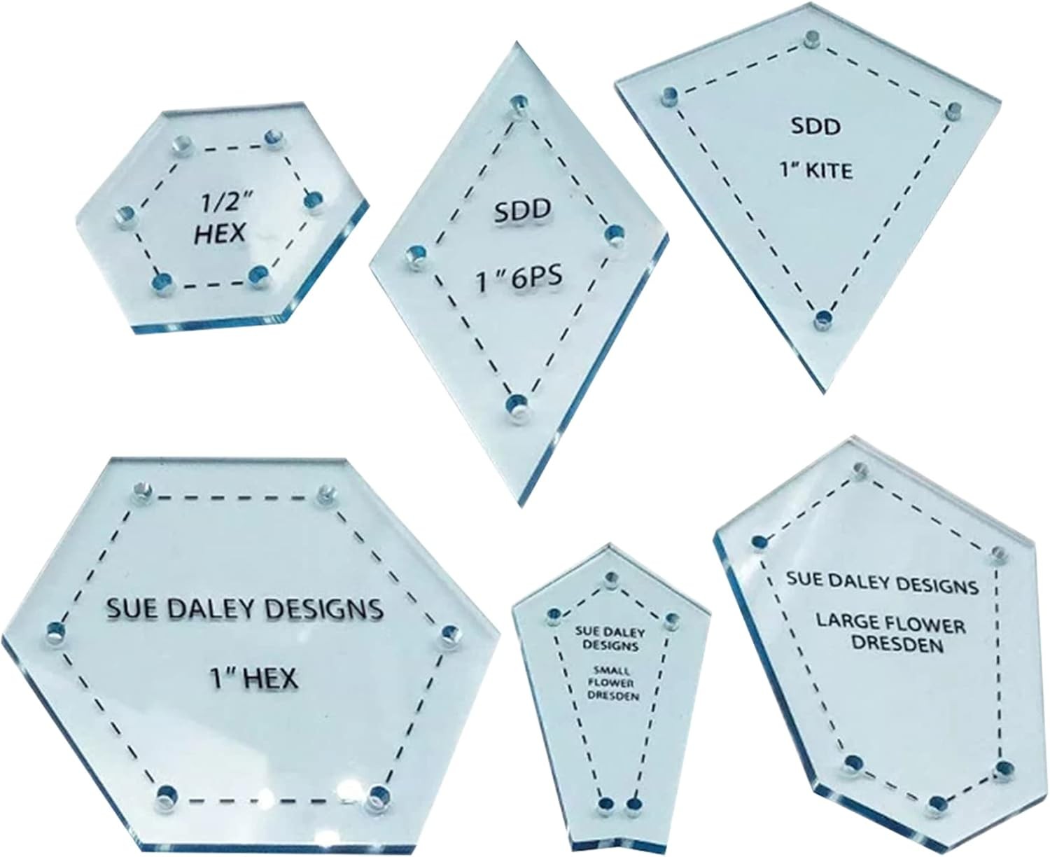 300Pc ASSROTED Acrylic TEMPLATES Quilting Patchwork Piecing Craft 25x16x6cm