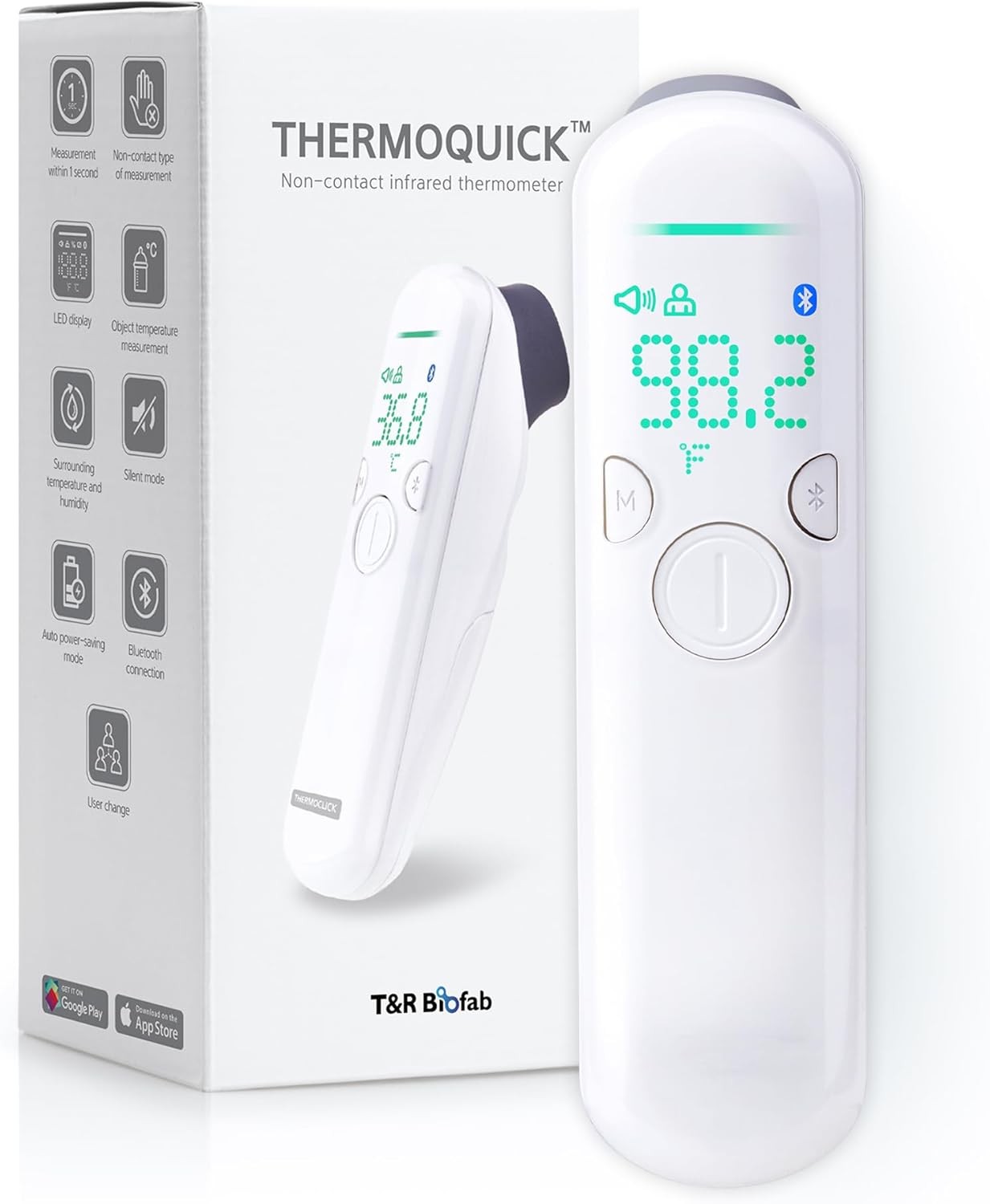 3-in-1 No Touch Forehead Thermometer - Body & Room Temperature + Indoor