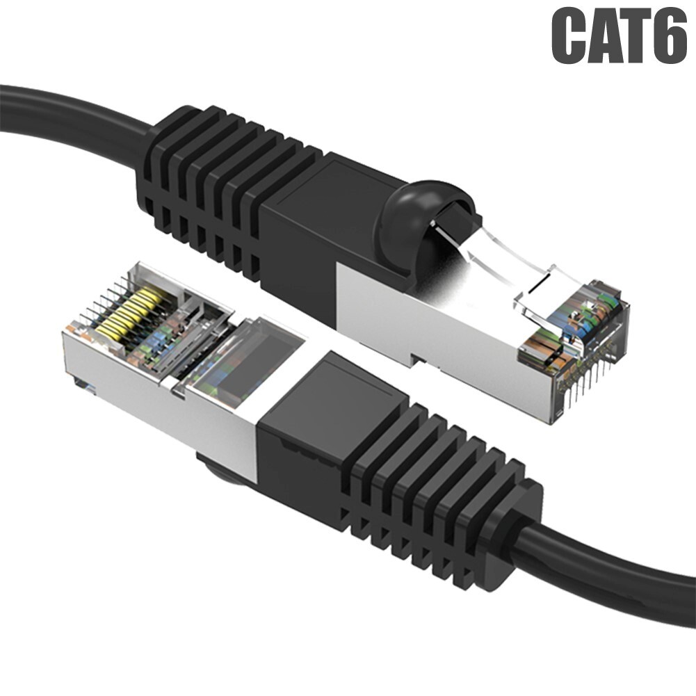 0.5FT Cat6 RJ45 Network Ethernet Router SSTP Double Shielded Patch Cable Black