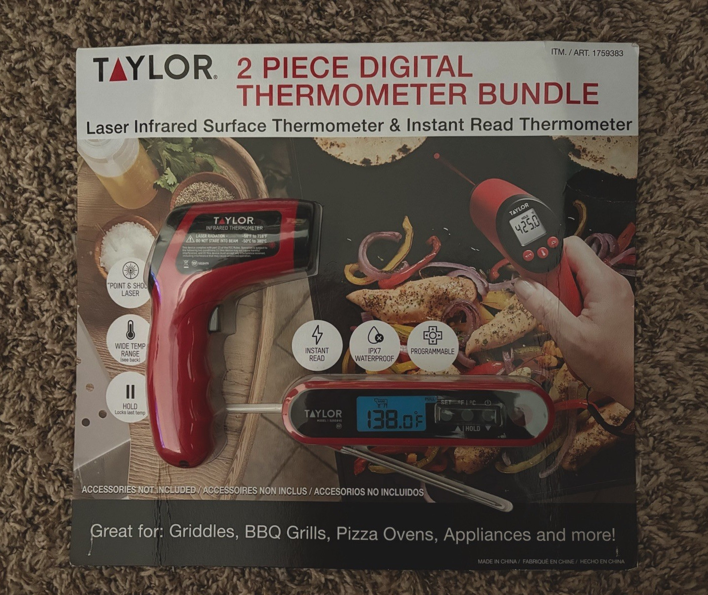 Taylor 2-Piece Digital Thermometer Bundle, Infrared Laser Surface & Instant Read