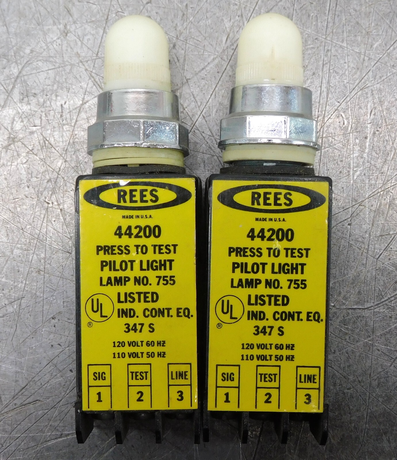 Rees 44200 Push To Test 120V AC Pilot Light Lot of Two (2)