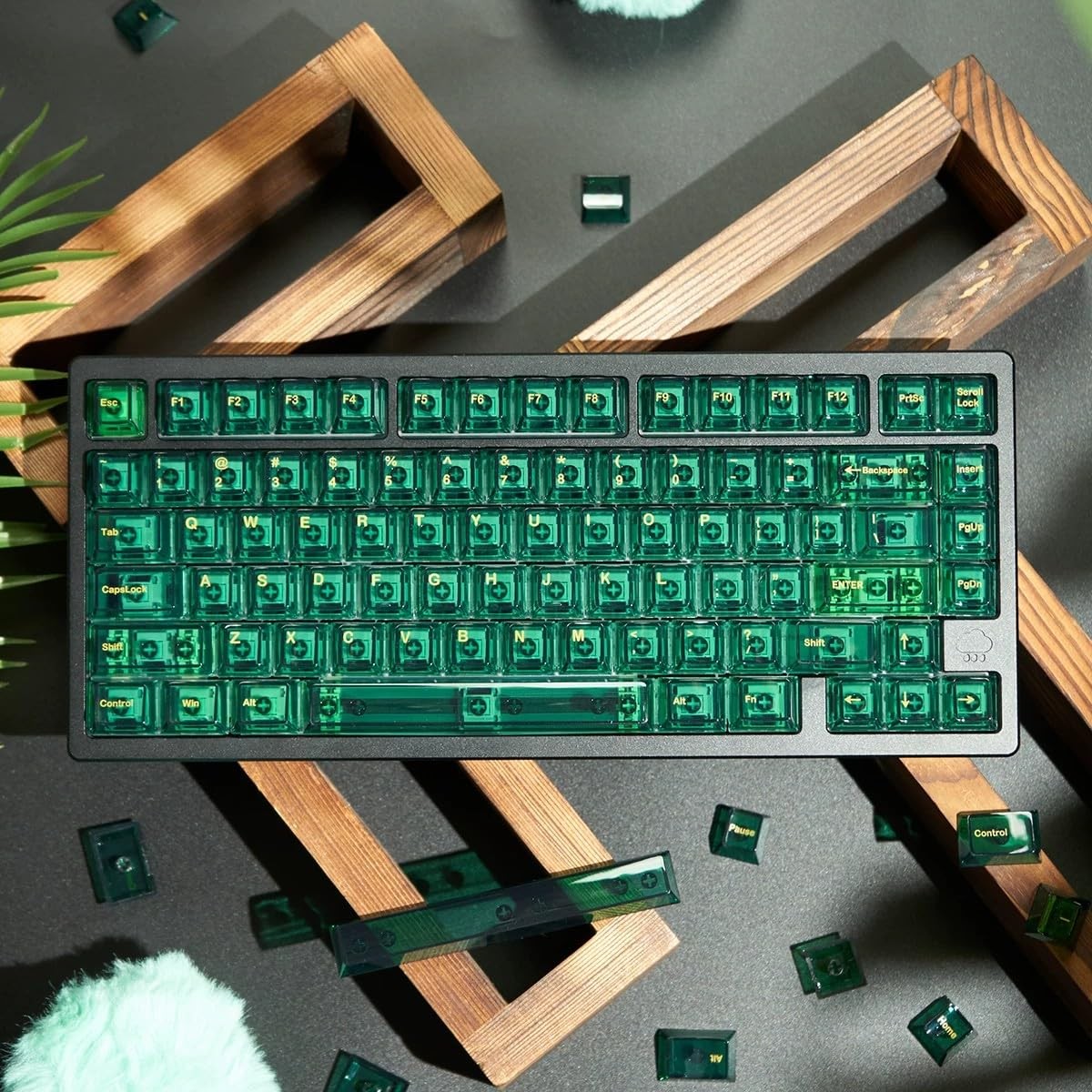 157 PCS Green Translucent Cherry Profile Keycaps Fits 60/65/75/80/100% Boards