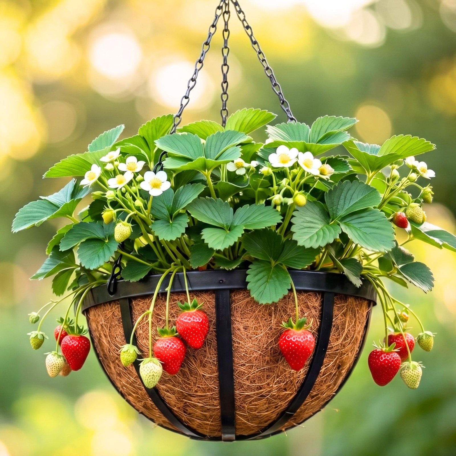 LaLaGreen Outdoor Hanging Baskets for Plants (12 Inch, 2 Pack) Medium Black H...