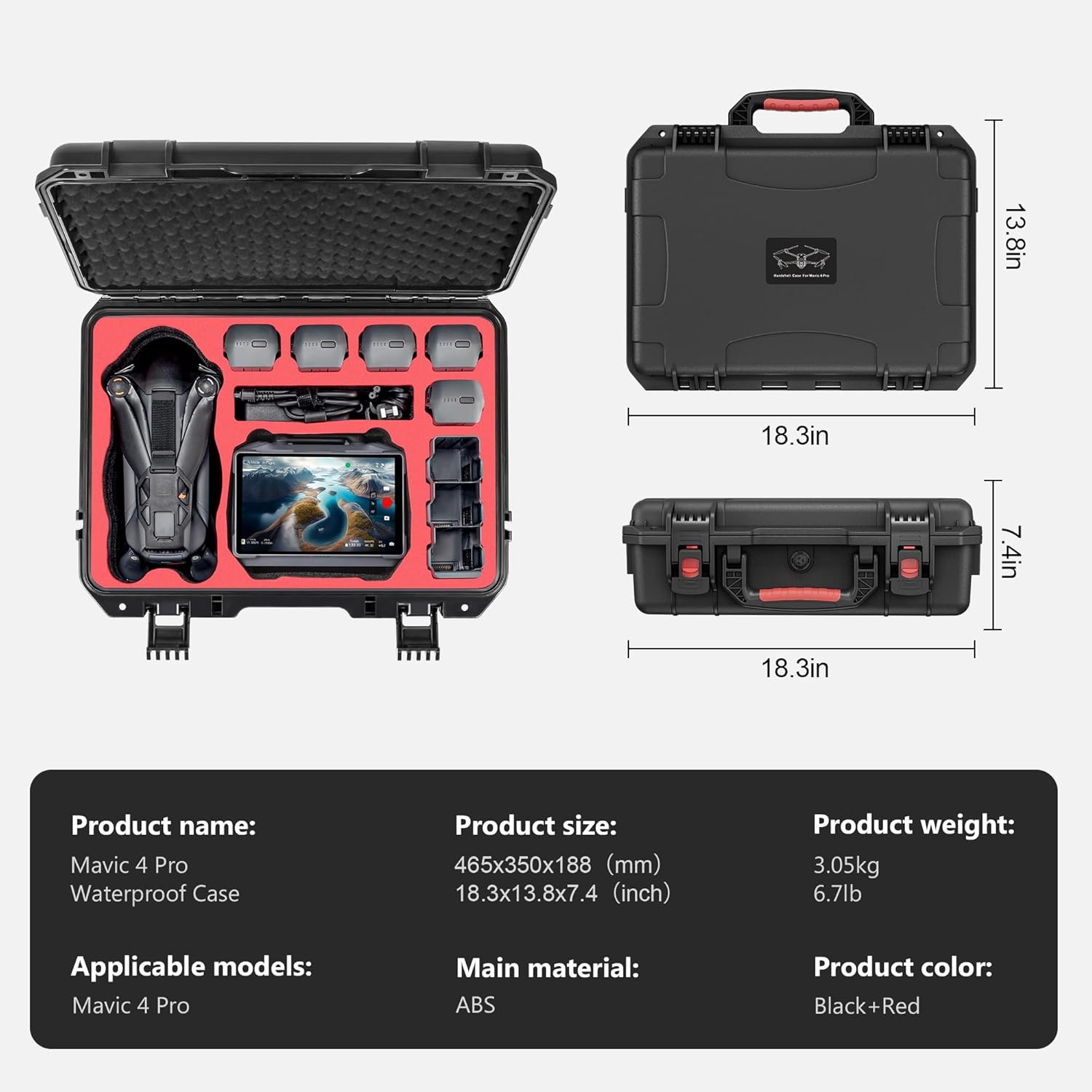 Waterproof Hard Carrying Case for DJI Mavic 4 Pro Drone Combo Fly More Combo