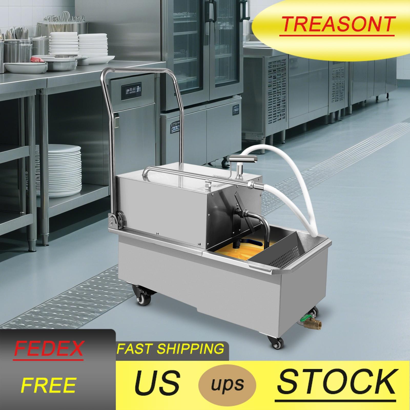 Fryer Oil Filter Cart Commercial Cooking Oil Filtration System 55L Capacity New