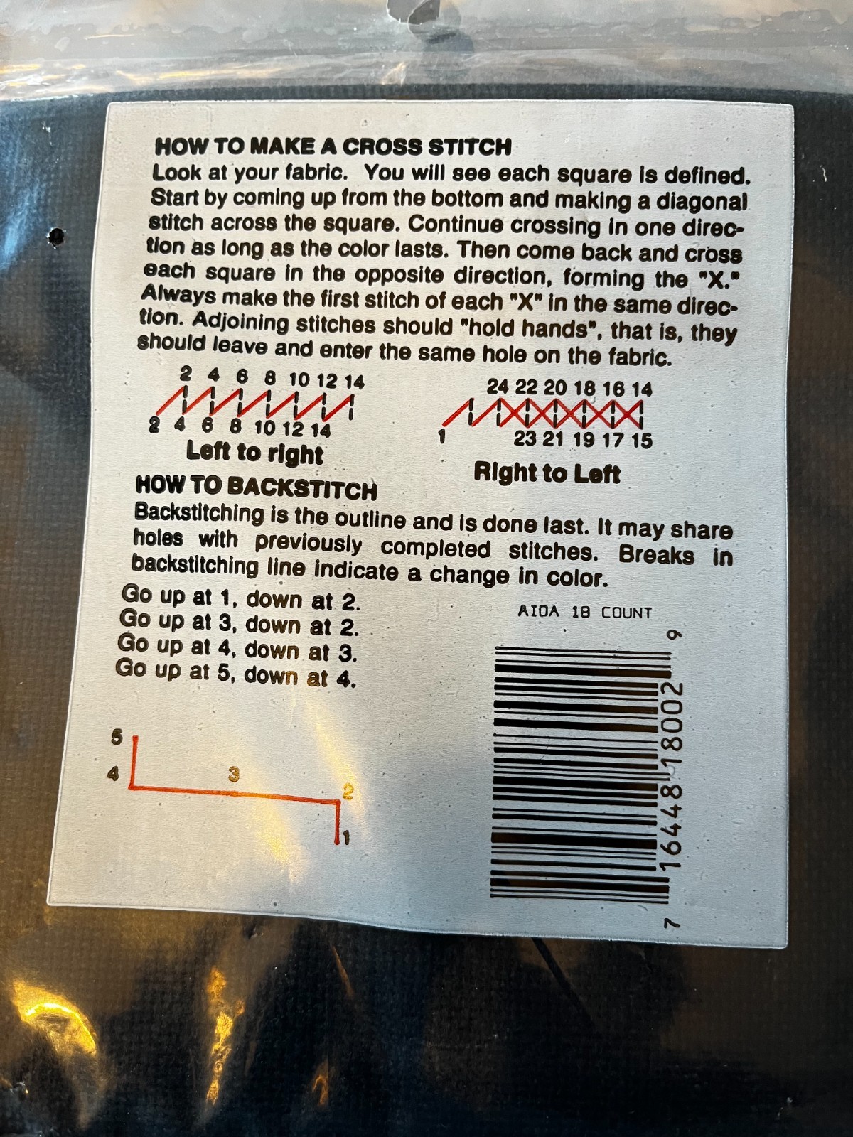 M.C.G. Textiles - Aida - 18 Count - 12" X 18" - NIP - Black