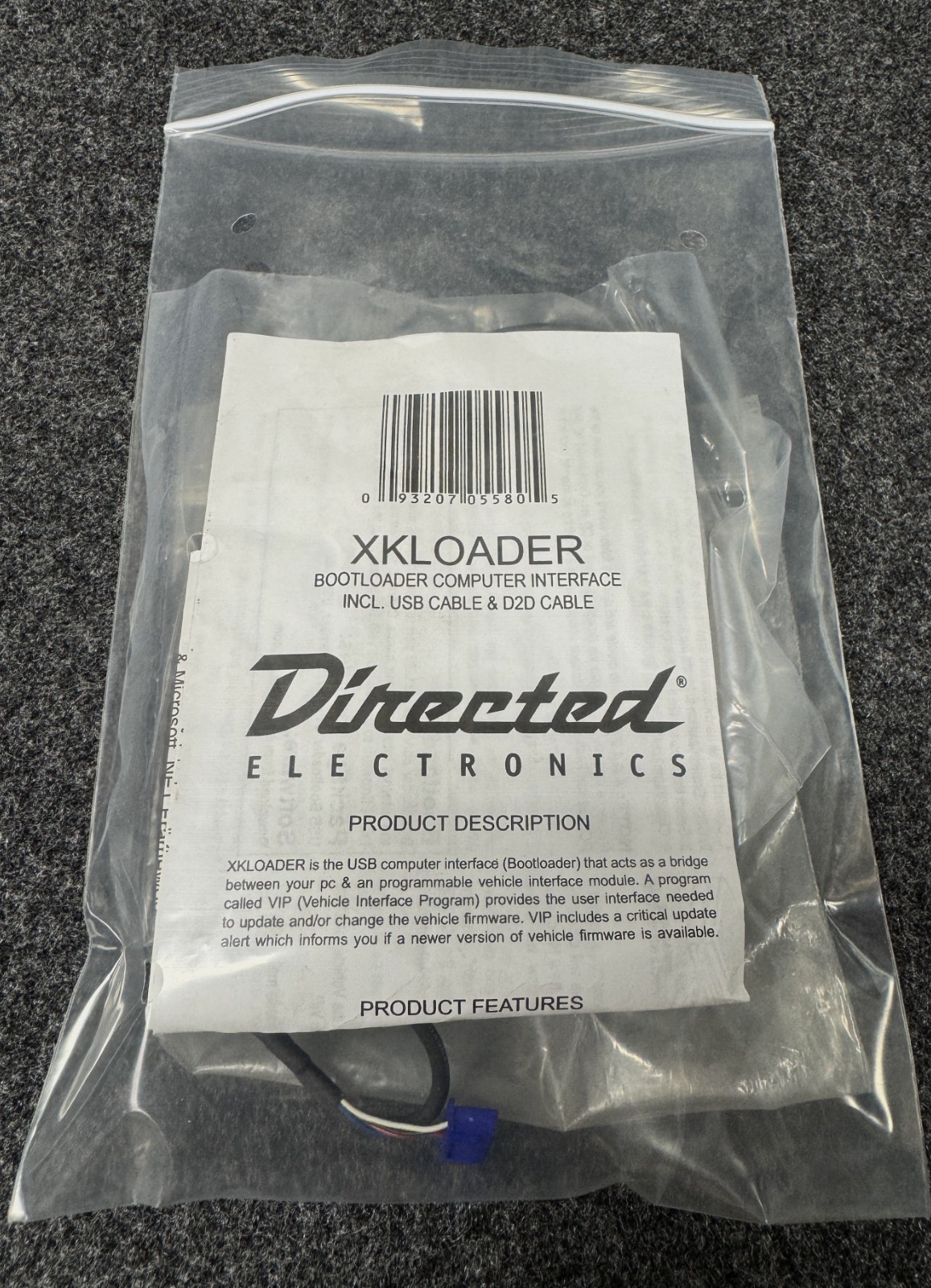 DIRECTED ELECTRONICS XKLOADER/BOOTLOADER COMPUTER INTERFACE/USB & D2D CABLE INC.