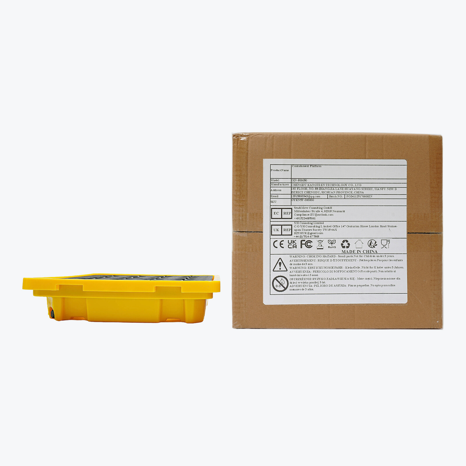 Leak Containment Platform, Overflow Containment Tray, Yellow and Black -