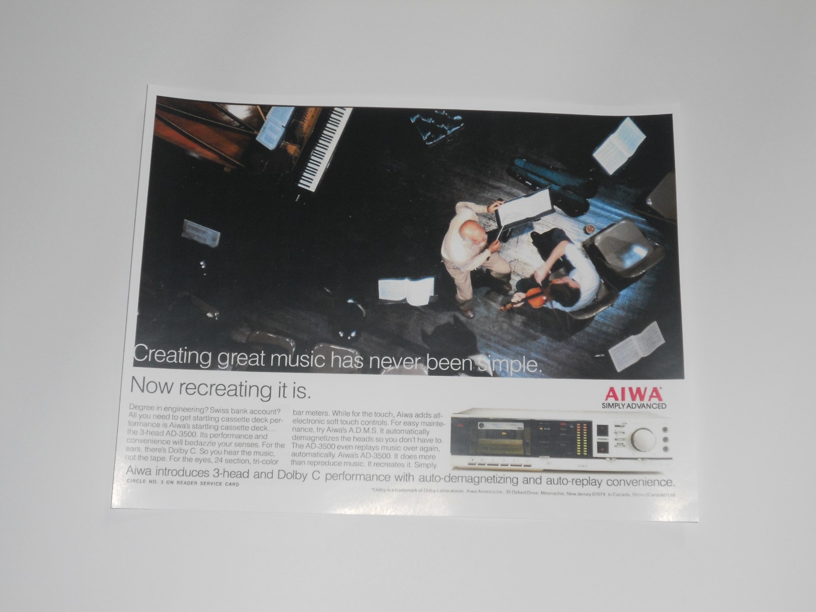 Akai AD-3500 High-End Cassette Ad, 1982, 1 Page Article and Info