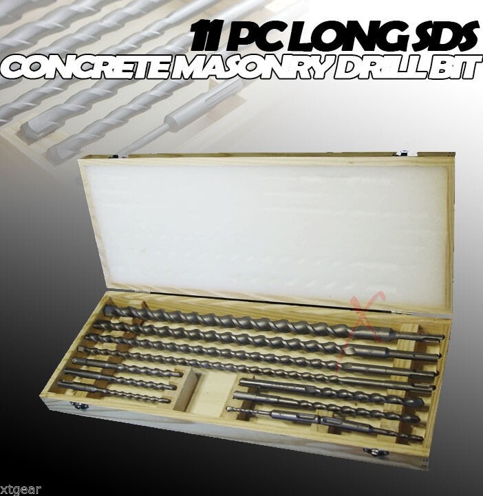 NEW 18" 11PC LONG SDS PLUS DRILL BIT SET BITS FOR CONCRETE MASONRY W/BMC Box