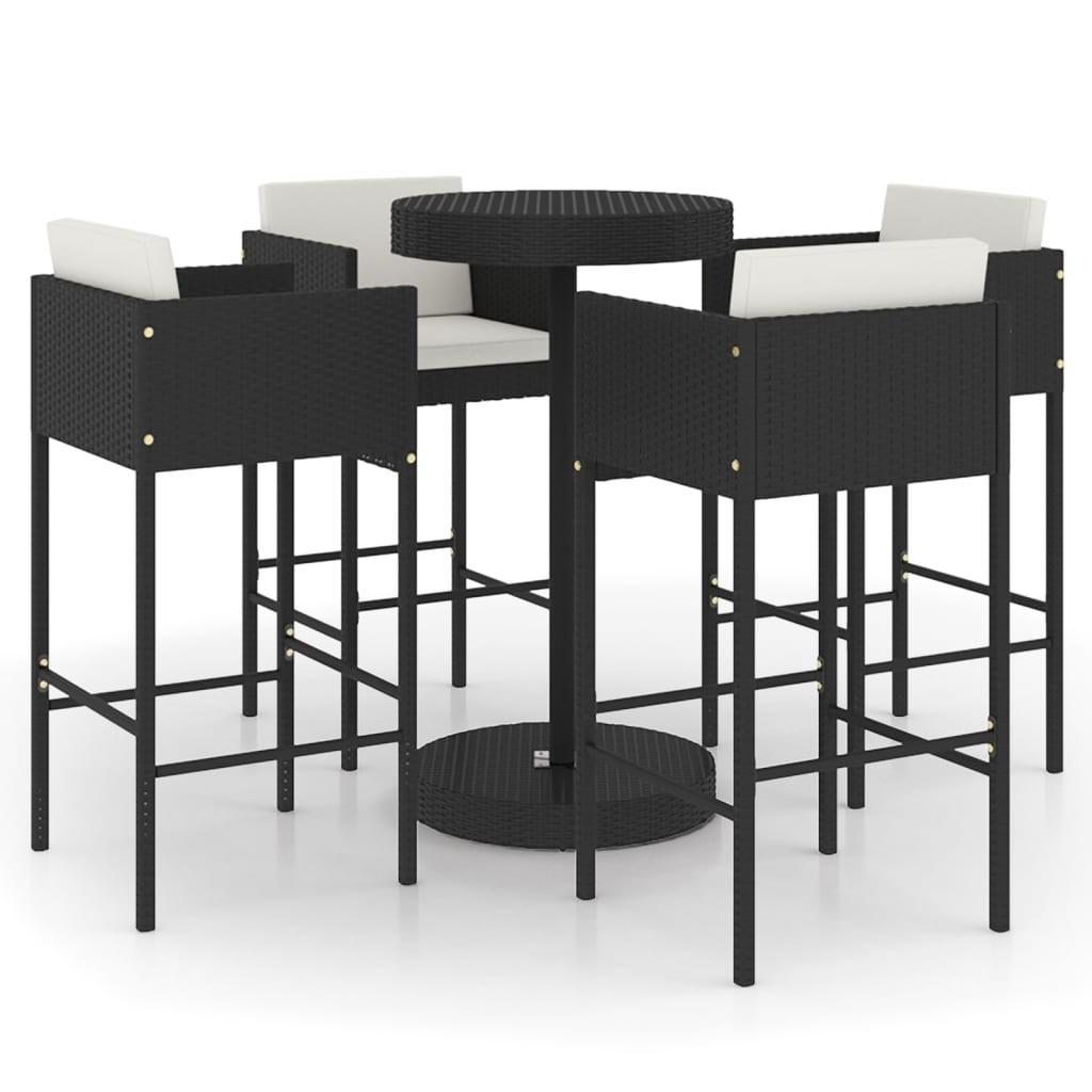Patio Bar Set with Cushions Poly Rattan Seat 3/5 Piece Multi Colors vidaXL
