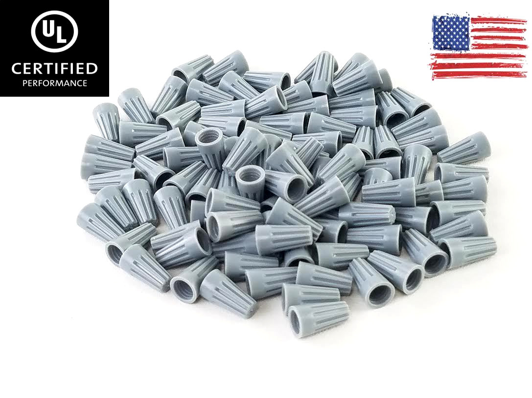 1000) Grey Twist-On Wire Connector Connection nuts 22-16 Gauge Barrel Screw US