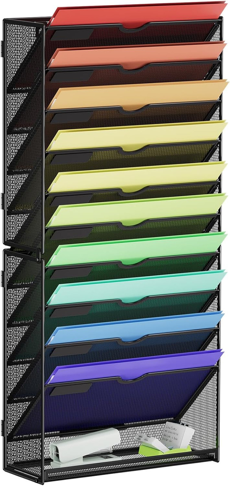 Wall File Holder 11-Tier Hanging Wall File Organizer, for Papers, Files Clipb...