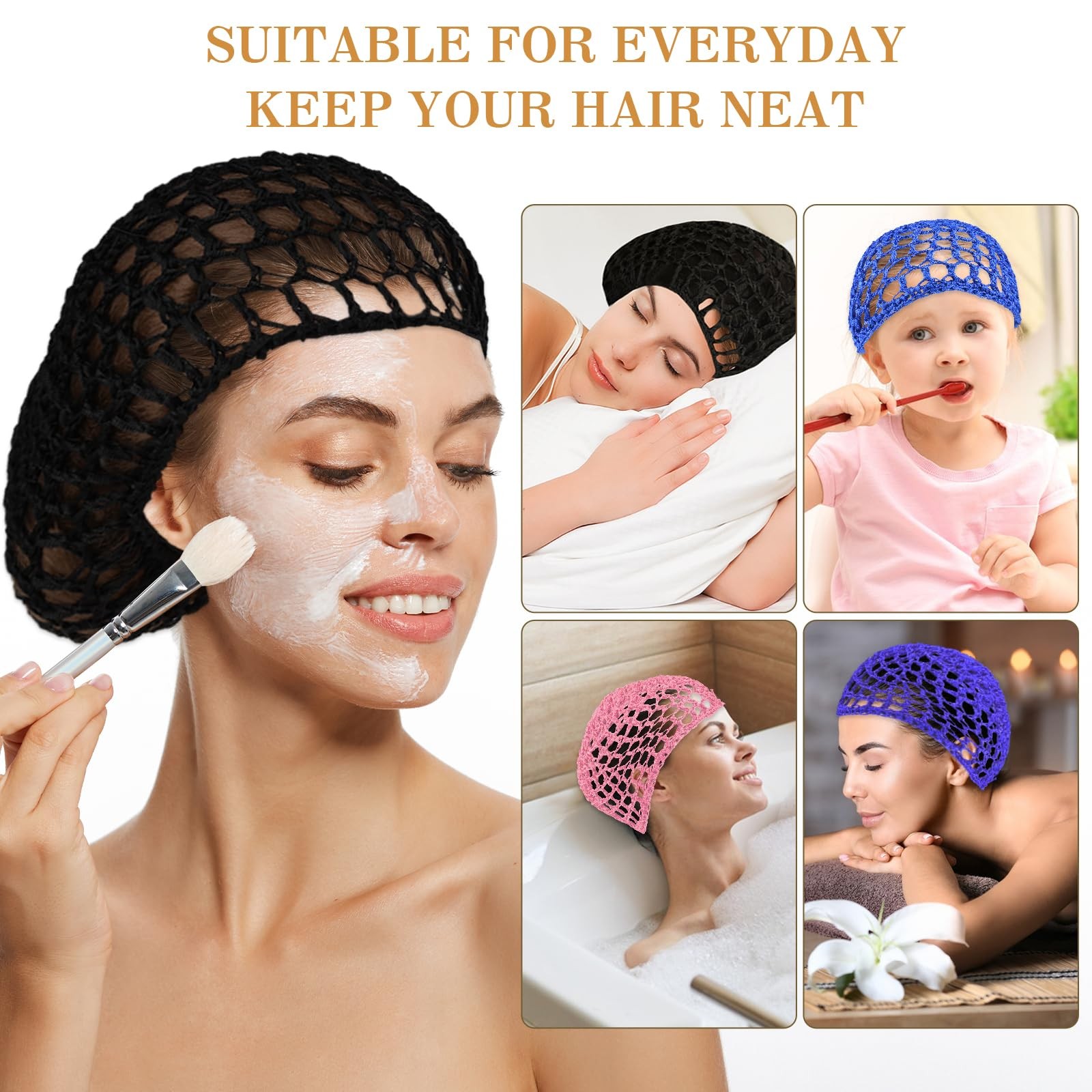 4 Pcs Mesh Crochet Hair Net Rayon Knit Snood Hat Women Hairnet Snoods Cover