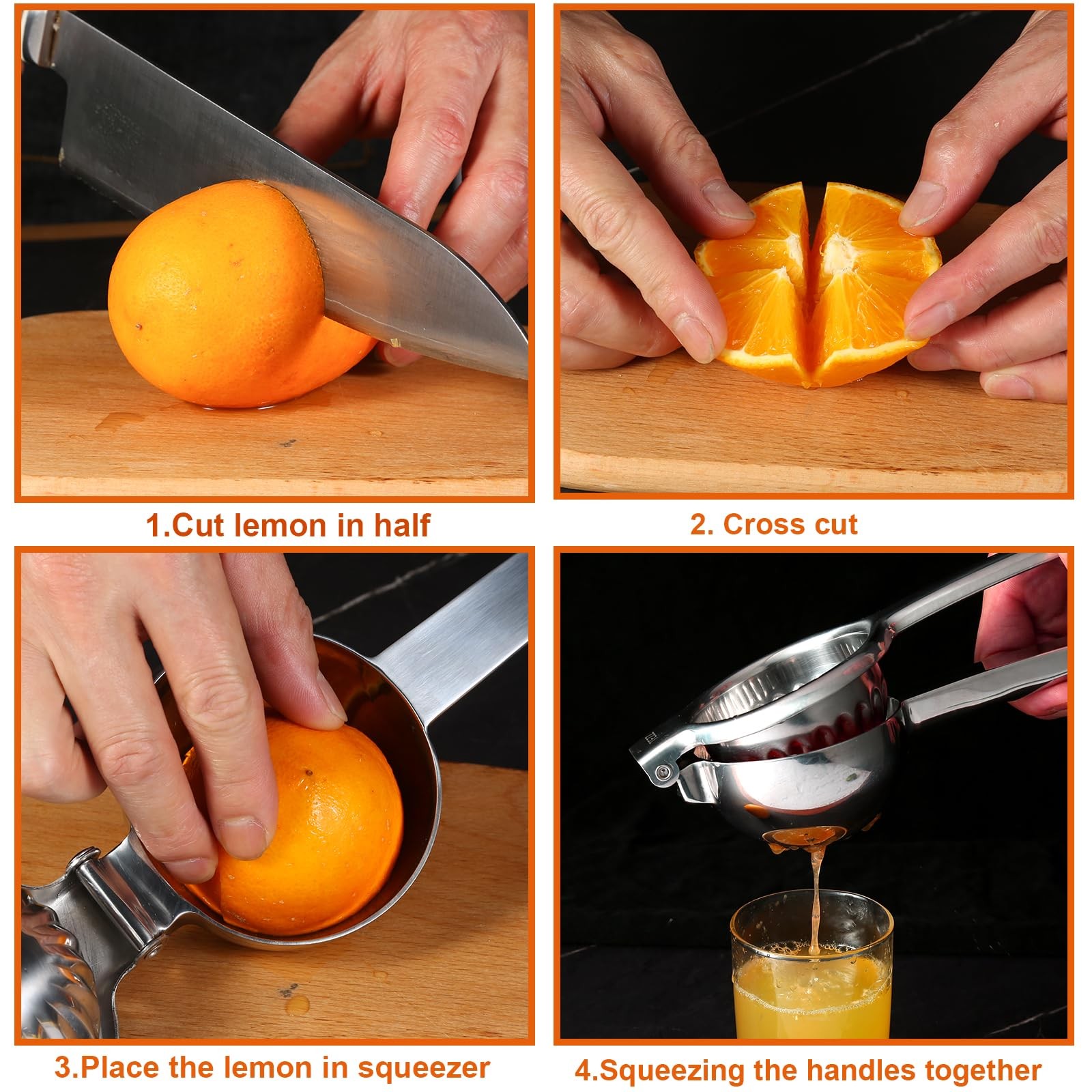 Upgrated Extra Large Lemon Squeezer, Heavy Duty Handhelp Orange Juicer with 3...