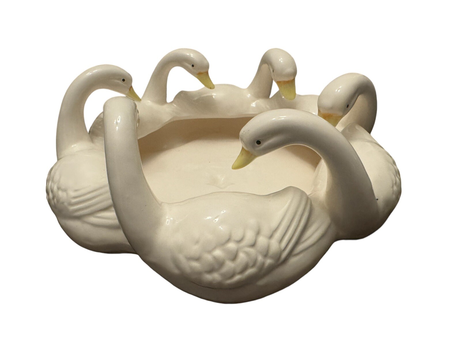 Vintage Vander Imports Porcelain Swans in a Circle 9” Planter Dish Japan