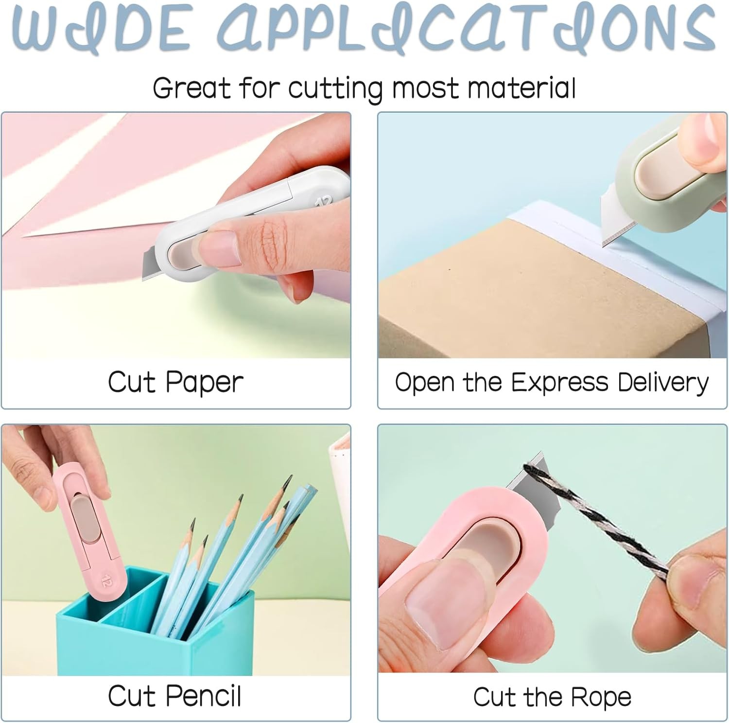 4PCS Retractable Box Cutter Utility Knife Package Opener for Boxes Envelopes