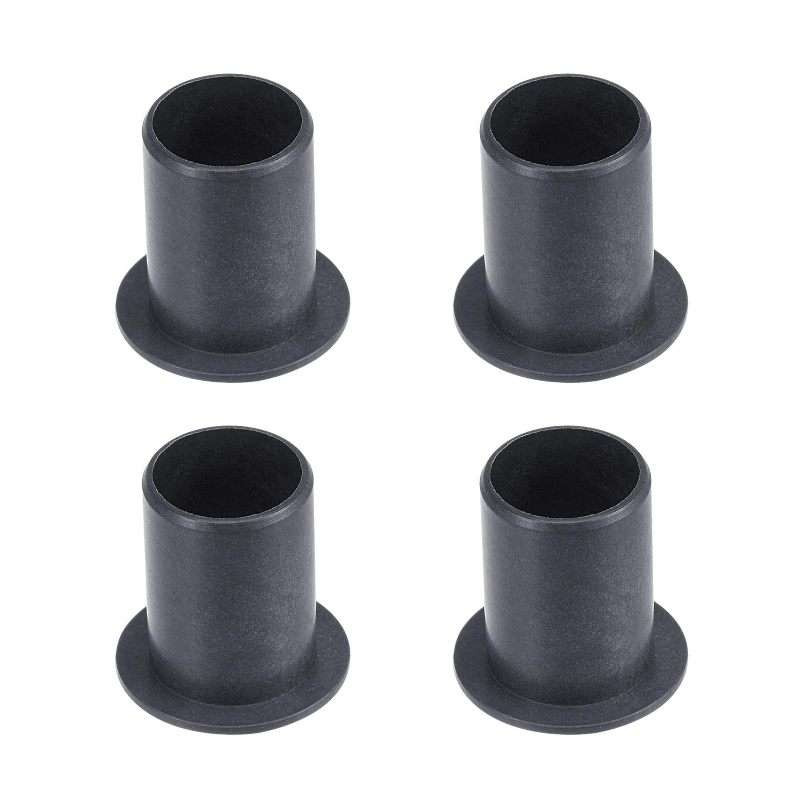 Flanged Sleeve Bearings 12mmx14mmx20mm POM Wrapped Oilless Bushings Black 4pcs
