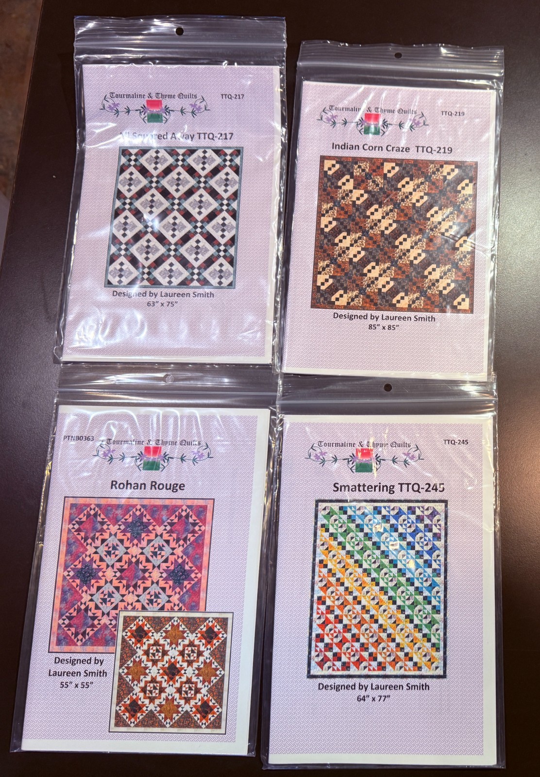 Bundle of 4 Tourmaline & Thyme quilt patterns from our closed quilt shop