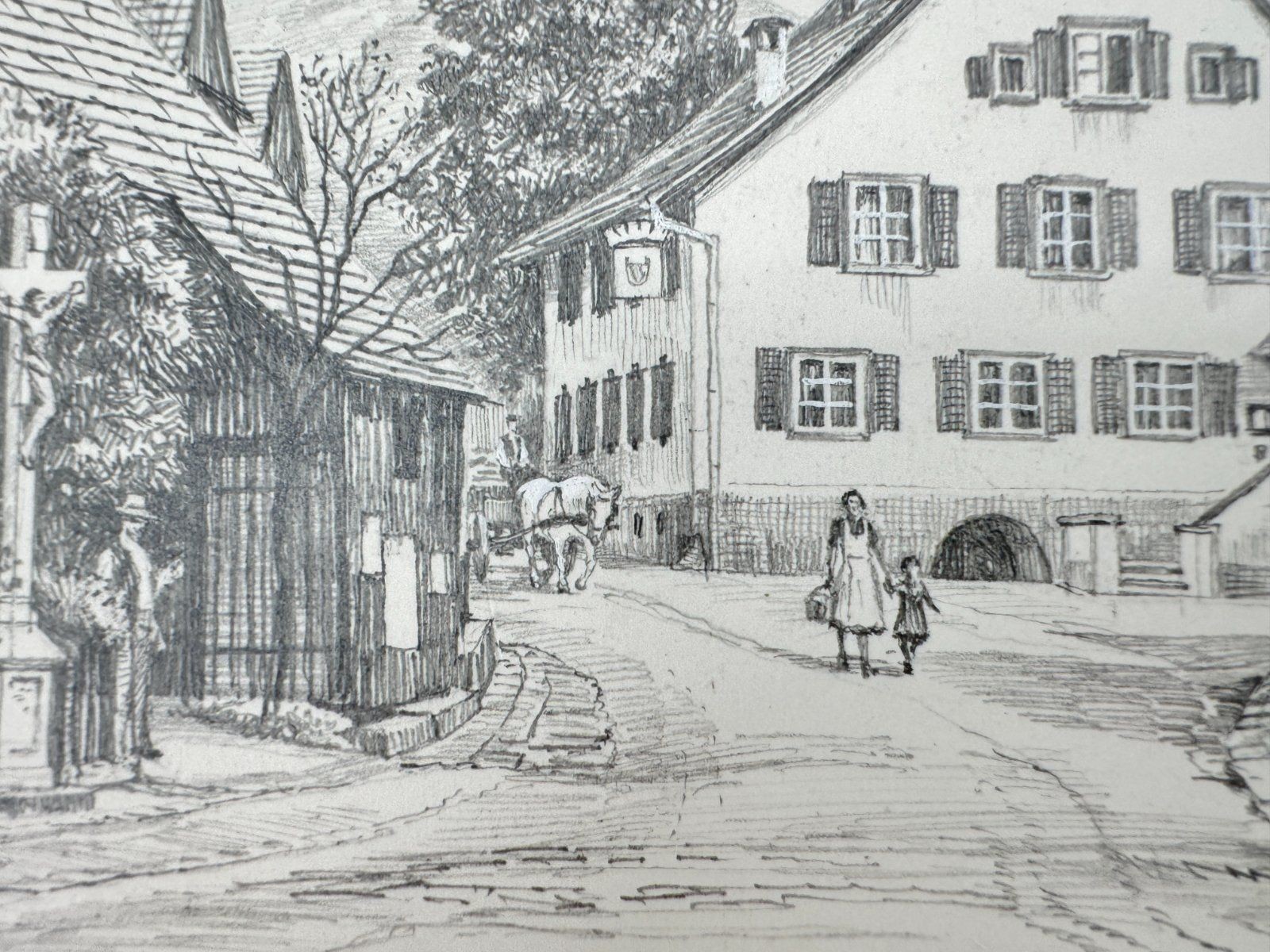 * HEINZ WEHLISCH DRAWING ZELL WEIERBACH AROUND 1915 SIGNED