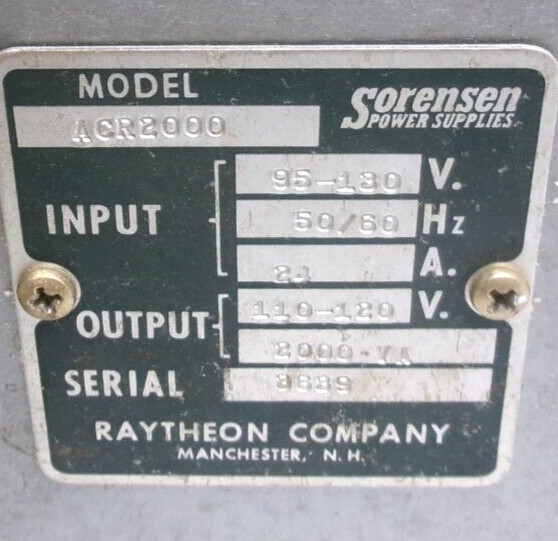 SORENSEN AC REGULATOR ACR 2000 #N5