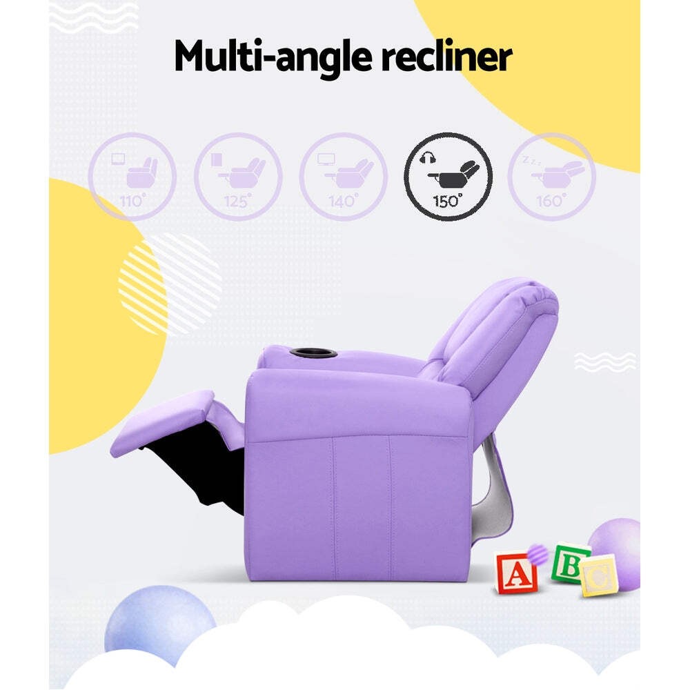 NNEDSZ Kids Recliner Chair Purple PU Leather Sofa Lounge Couch Children Armchair