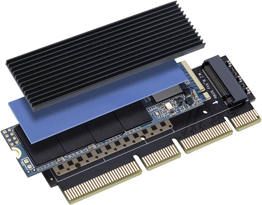 For M.2 NVME (M-Key) SSD to PCIE 3.0 X16 Expansion Card Adapter with Heat Sink