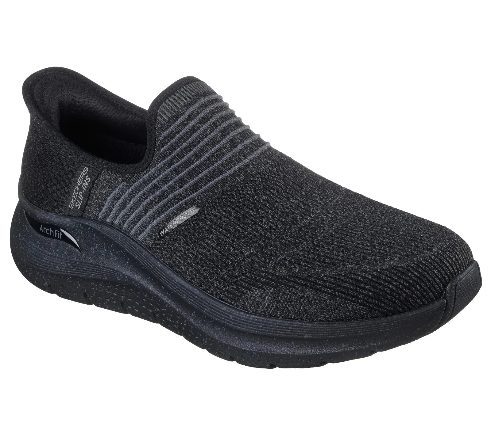 Black Skechers Shoe Men Water Proof Slip On Arch Fit Slip Ins Memory Foam 232952