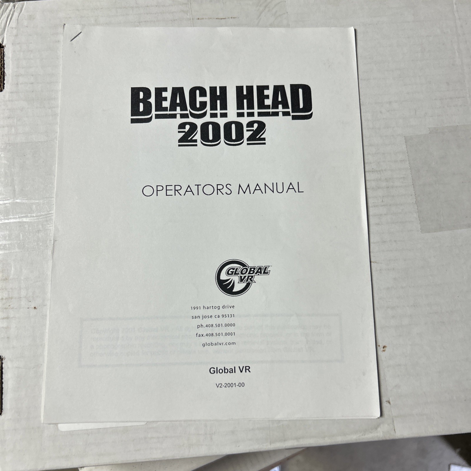 BEACH HEAD 2002 global vr  arcade video game manual