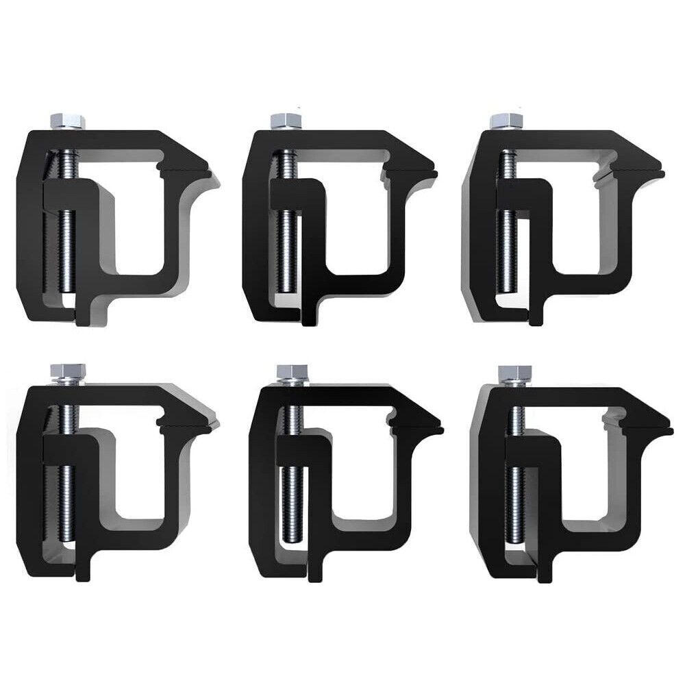 6PCS Truck Cap Topper Camper Aluminum Shell Mounting Clamps Heavy Duty - Black