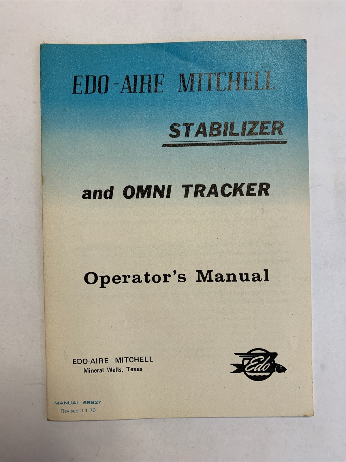 Edo-Aire Mitchell Stabilizer and Omni Tracker Fold Out Operator's Manual