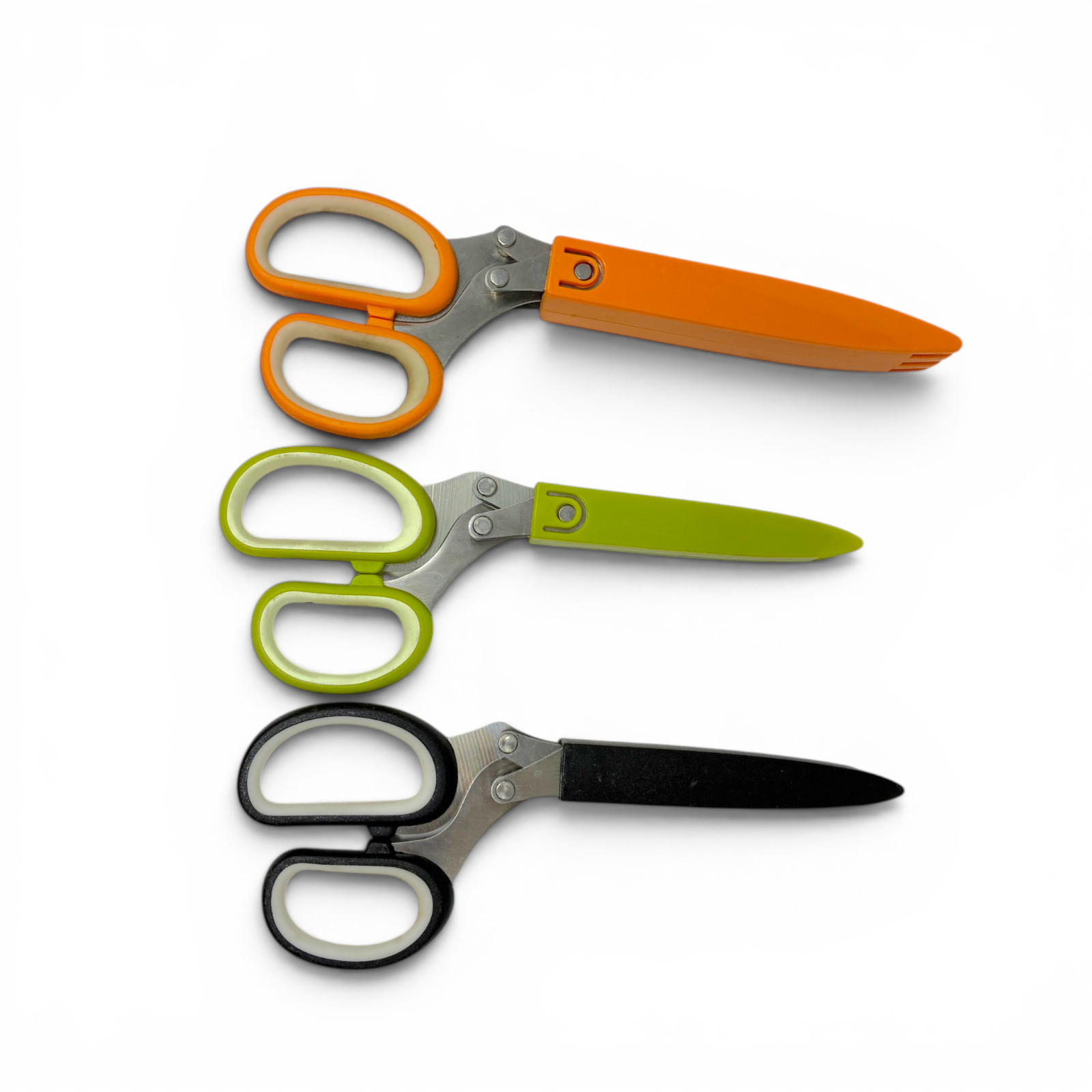 Stainless Steel Blade Multi Layer Herb Kitchen Scissors Sheath Lot 3 Pcs