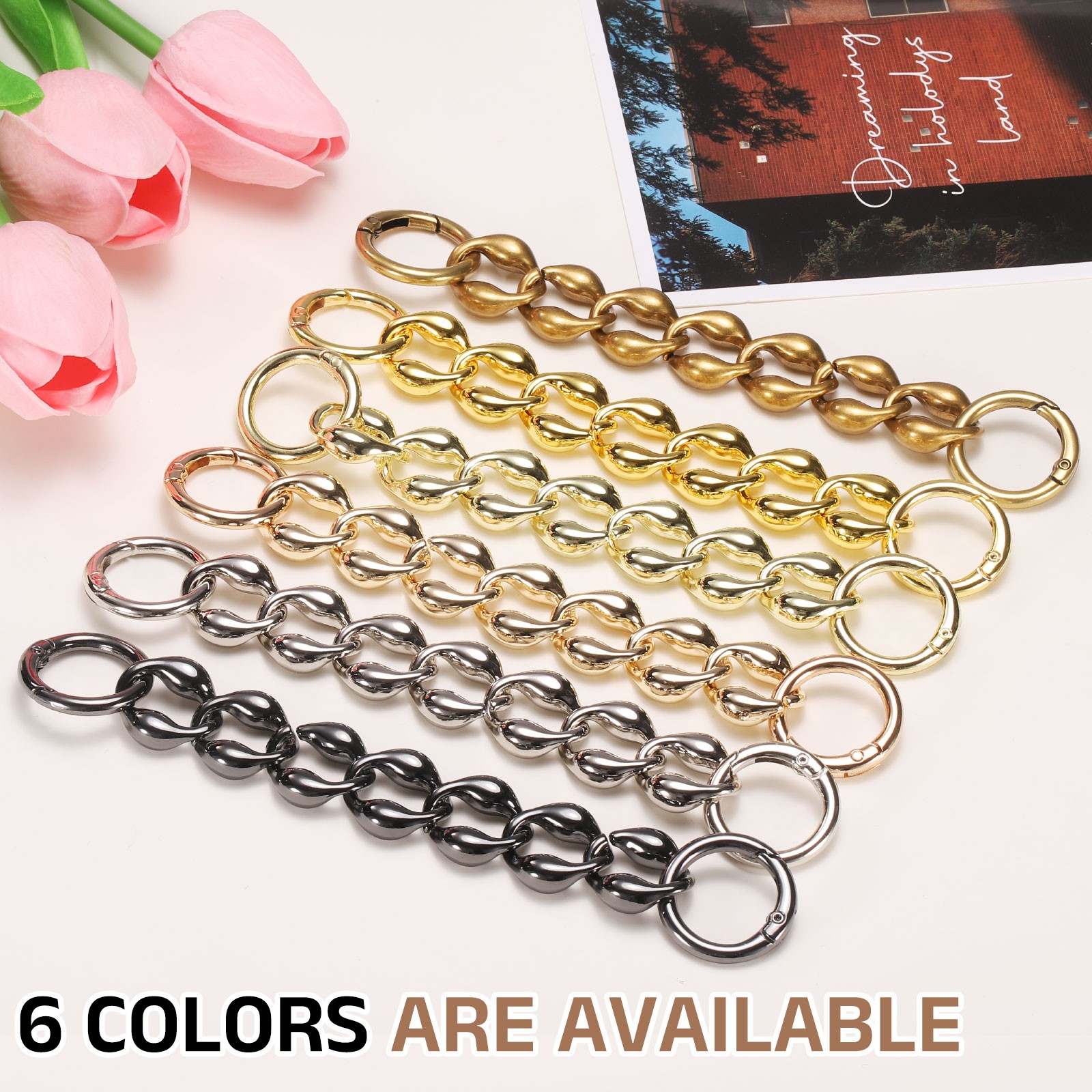 Purse Strap Extender 6.3-Inch, Bag Extender Chain Dark Gold, 0.8 Width