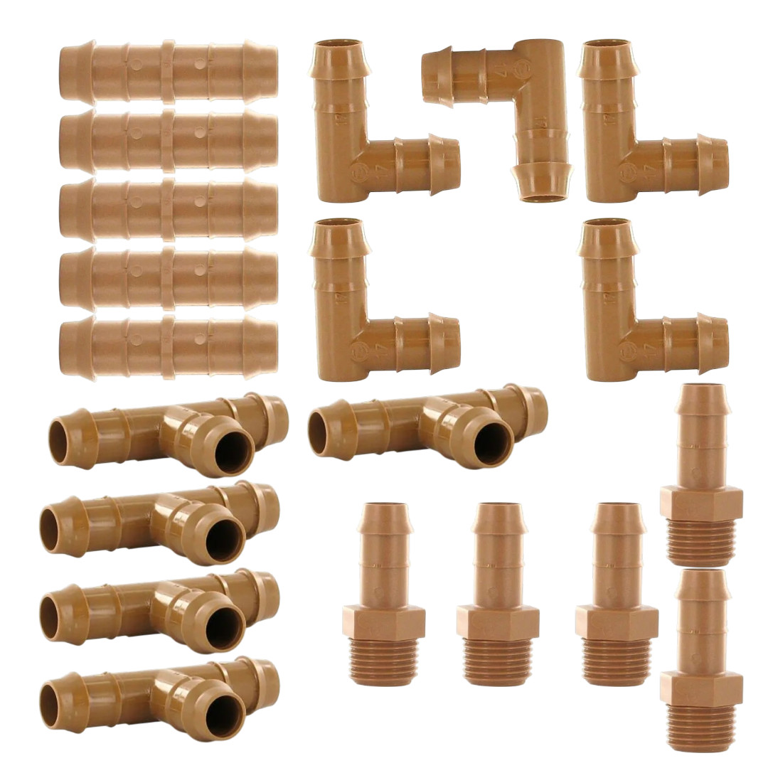 Irrigation Swing Pipe Repair Kit 1/2" 570 ID Drip Fitting Combo Elbow Tee 20 pc