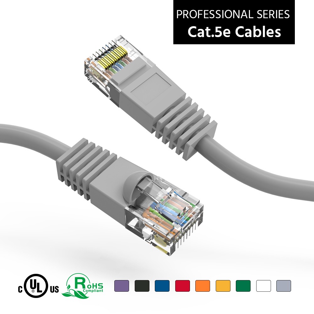 5Ft CAT5E UTP Ethernet Network Booted Cable Gray