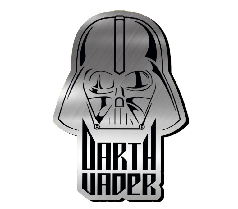 DARTH VADER HELMET Star Wars Engraved Car Badge Acrylic Emblem BRUSHED SILVER