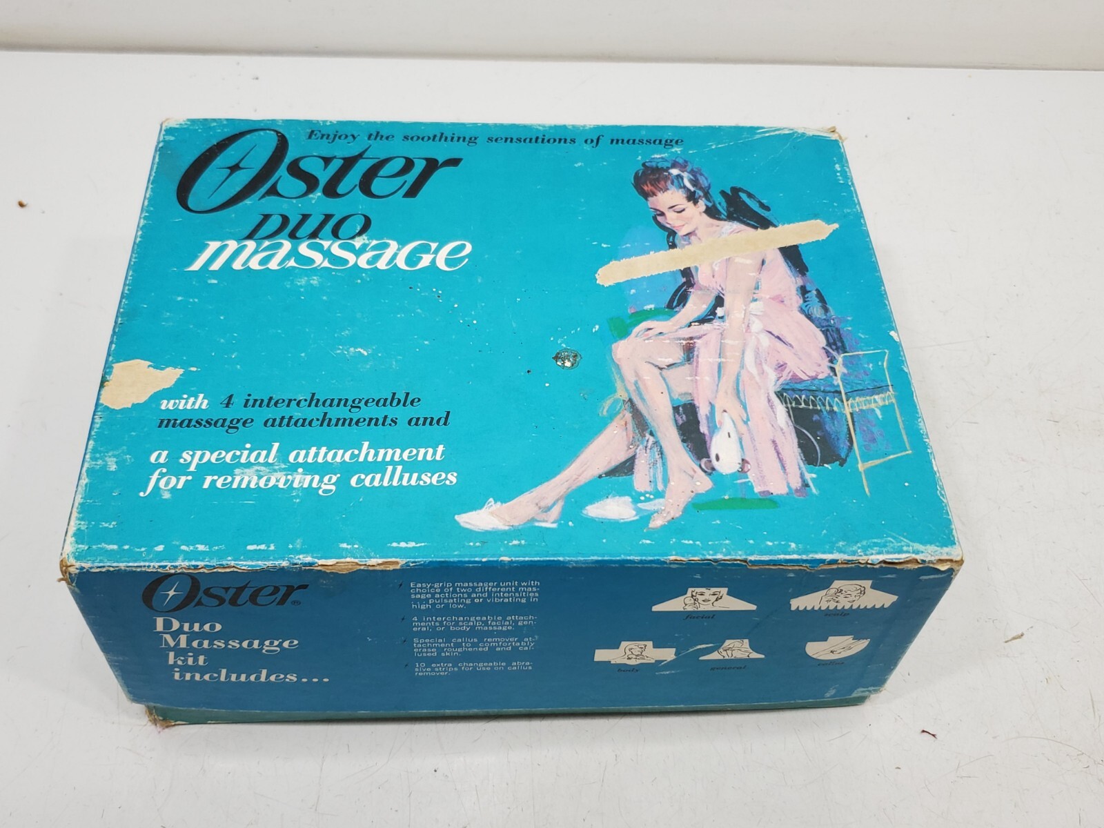 Vintage 60s OSTER Duo Massage 205-01 Vibrator Pulsation - Box 5 Attachments