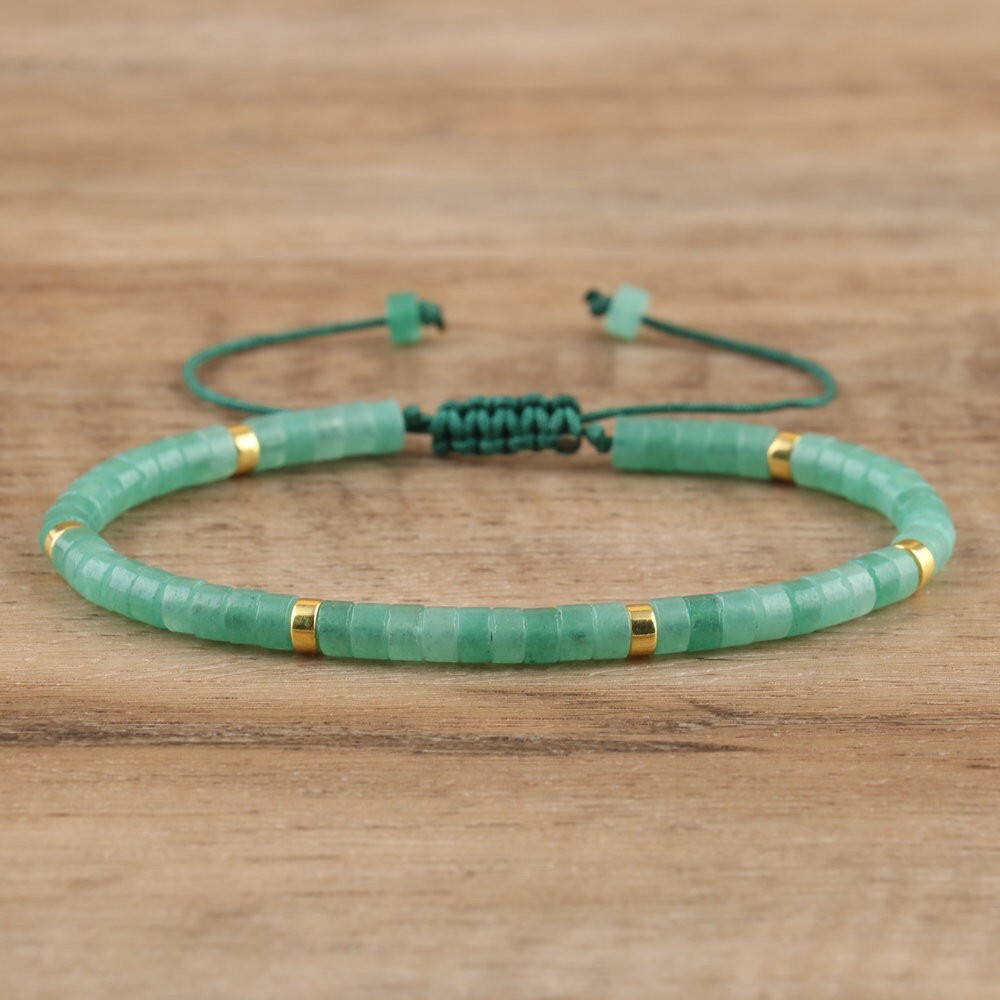 Natural Green Aventurine 4mm Round Beads Healing Reiki Crystal Dainty Bracelet