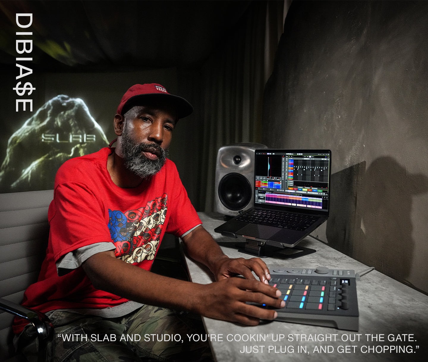 AlphaTheta SLAB MIDI Pad Controller For Serato Studio W/RGB indicator TouchStrip