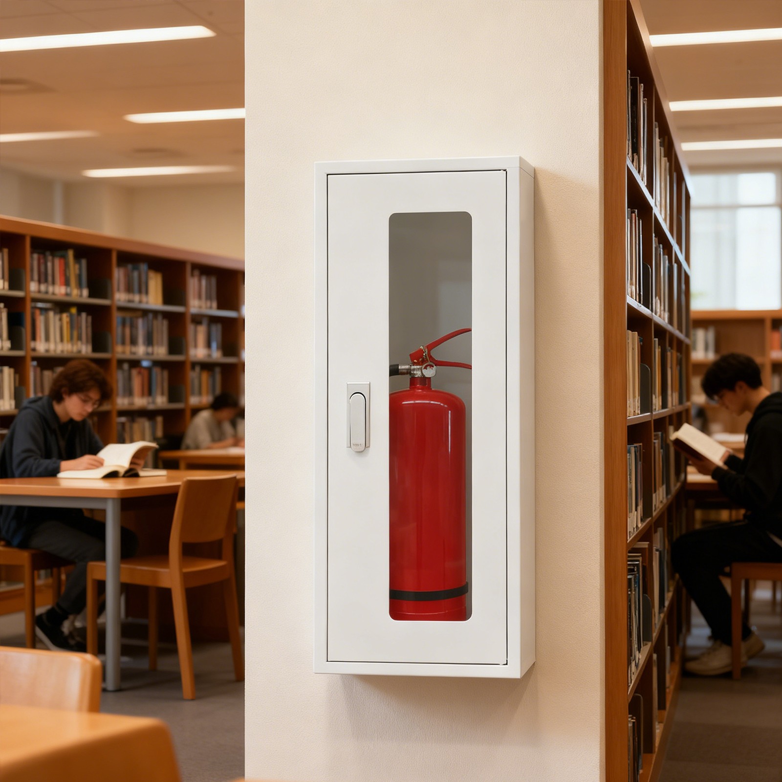 Fire Extinguisher Wall Cabinet FireTech Indoor Outdoor White Surface Mount