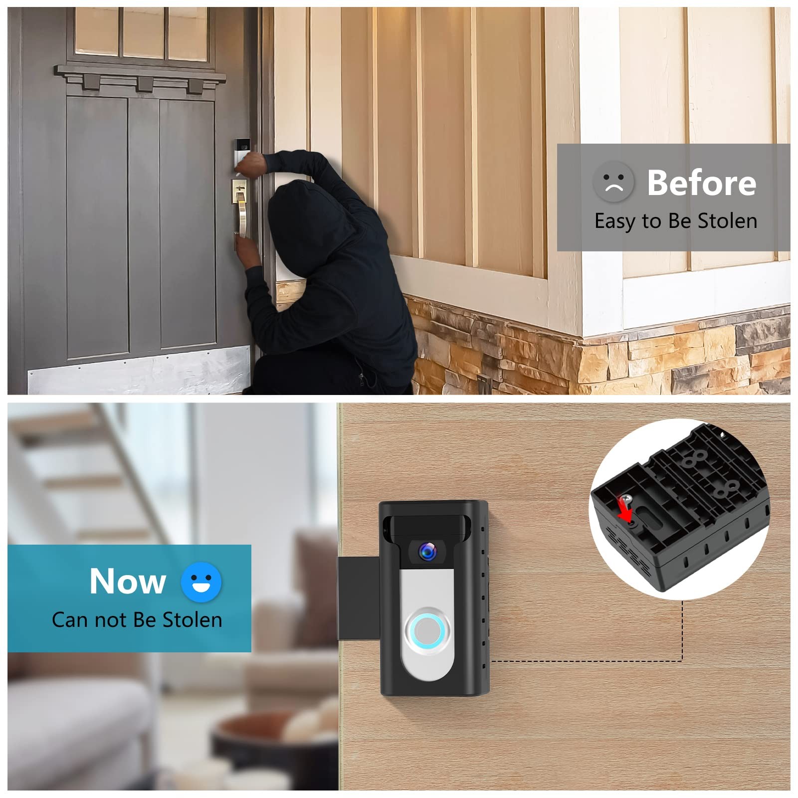 2024 Upgrade Anti-Theft Video Doorbell Mount, Not Block Doorbell Motion Senso...