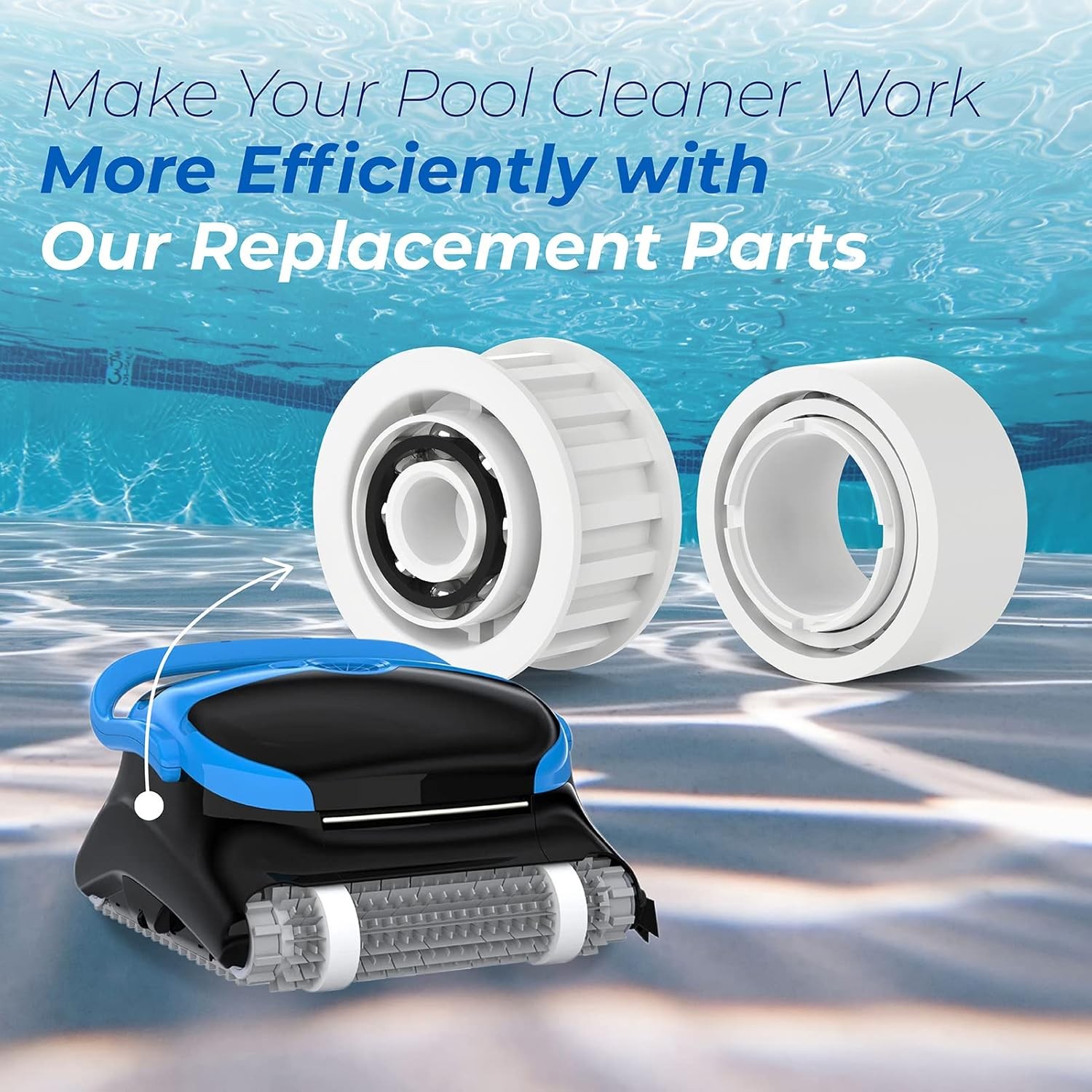 Pool Cleaner Replacement Parts, 4 Pack Guide Wheels and 2 As shown