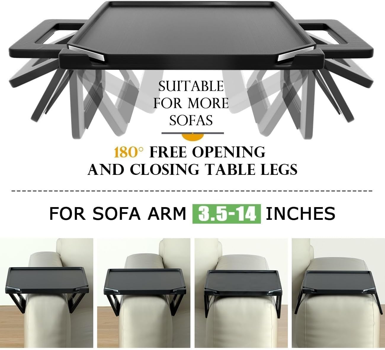 Couch Arm Tray Table Sofa Arm Clip, Armrest Tray Table Suitable for Home Drin...
