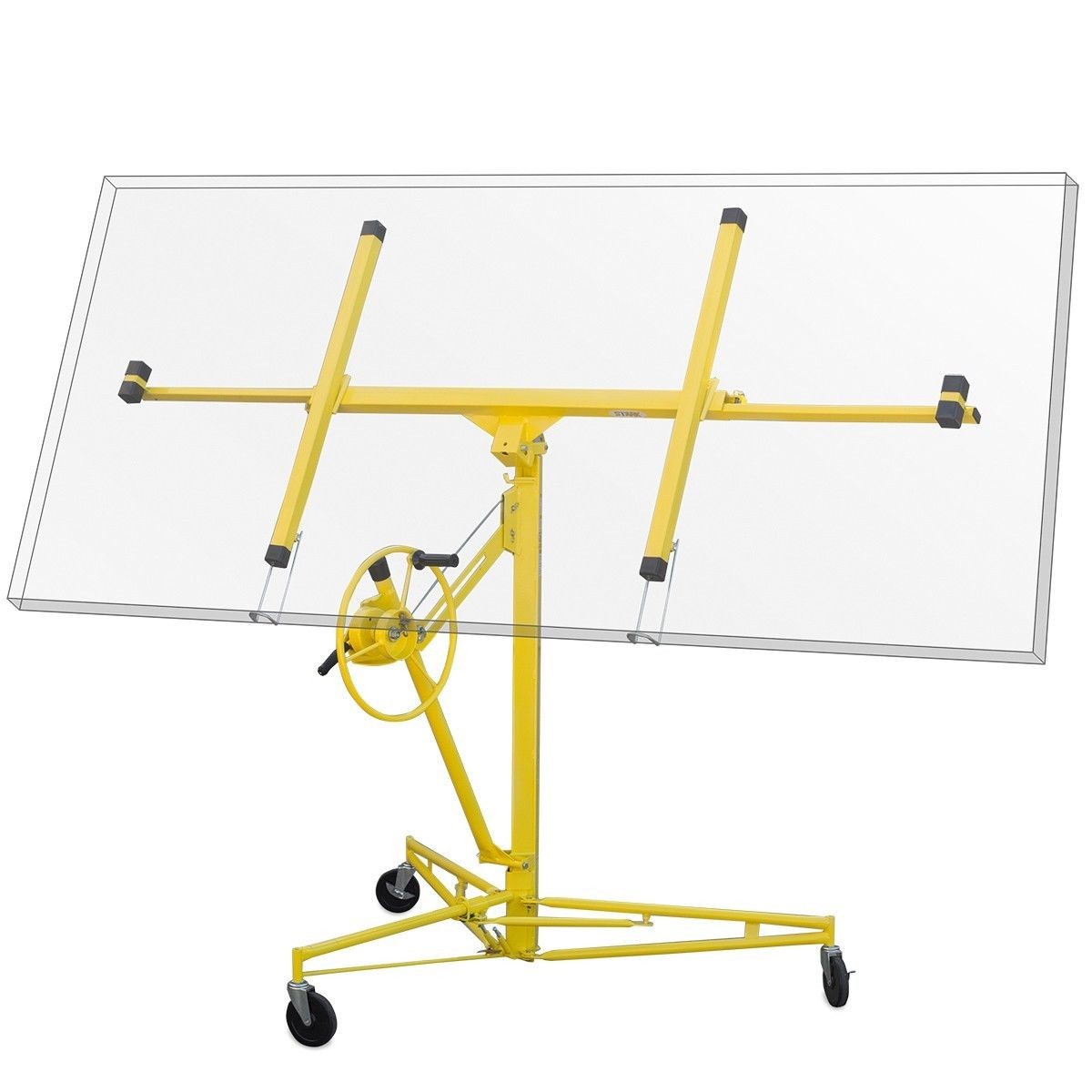 16' ft Drywall Lift Rolling Lift Up Panel Hoist 150Lbs  w/ Caster Wheel, Yellow