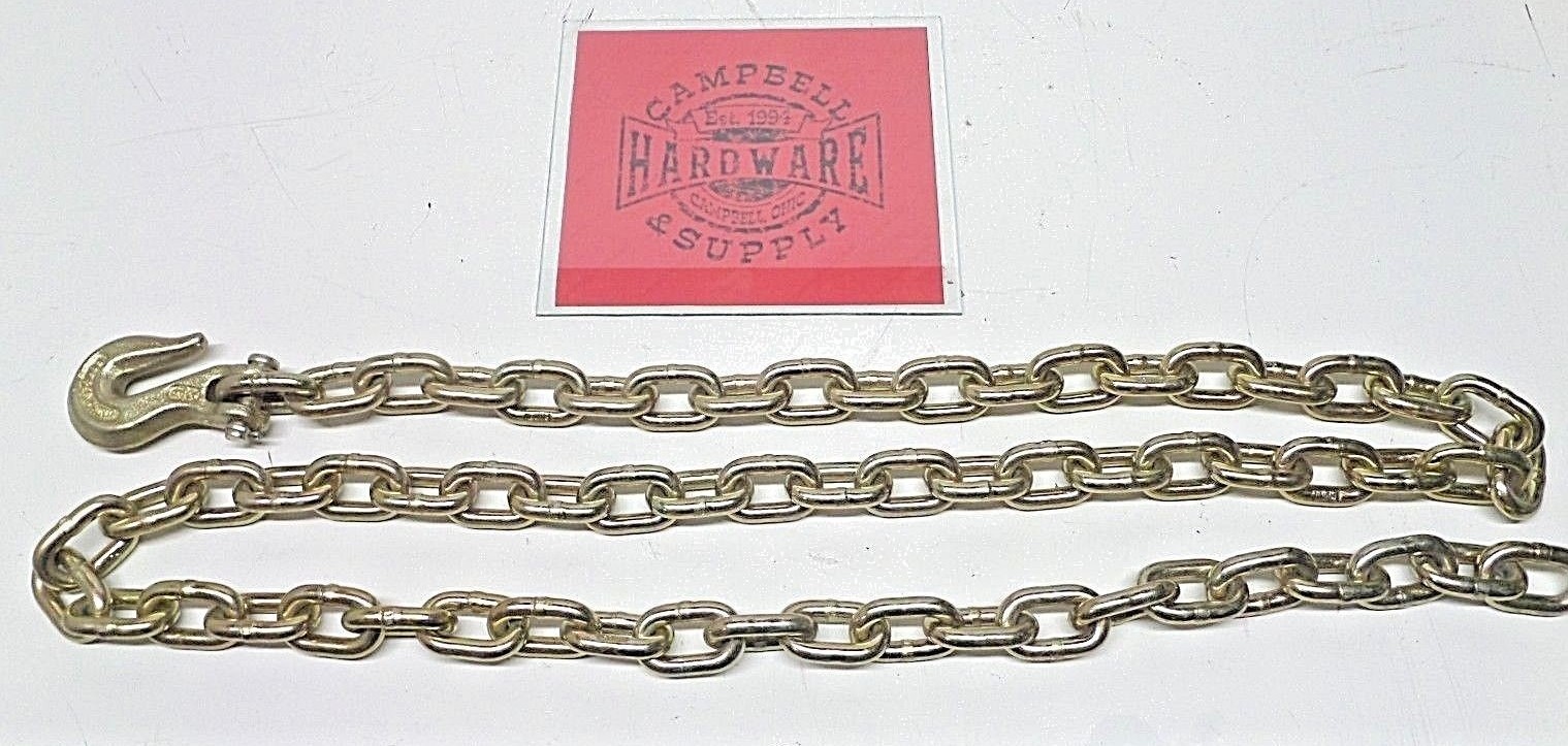 Auto Body Frame Machine Pull Chain 3/8" x 7' Grade 70 with 3/8" Grab Hook