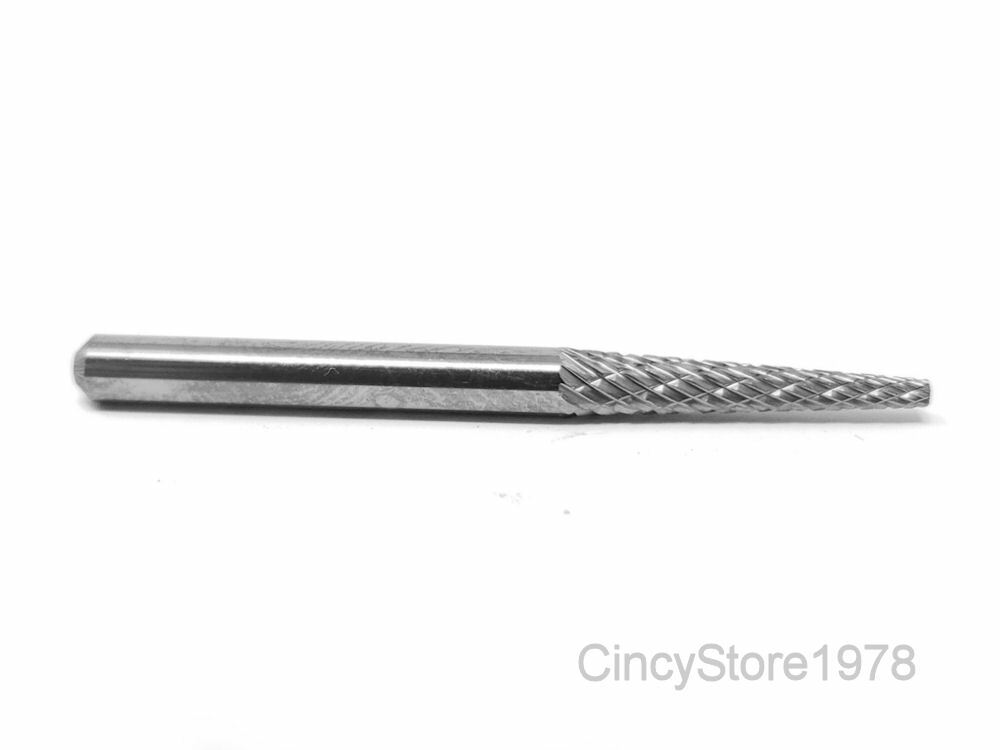 SM43D Cone SOLID Carbide Burr Bur Cutting Tool Bit 1/8" for Die Grinder