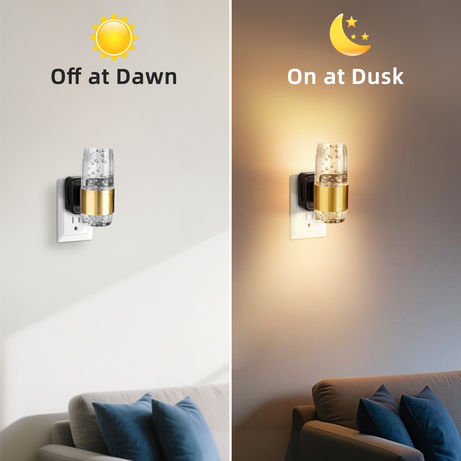 LED Night Lights Plug into Wall, 2 Pack Acrylic Night Light,Dimmable Nightlight